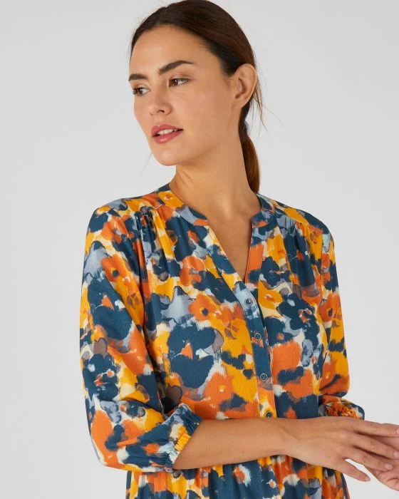 Robe longue imprimée à volants