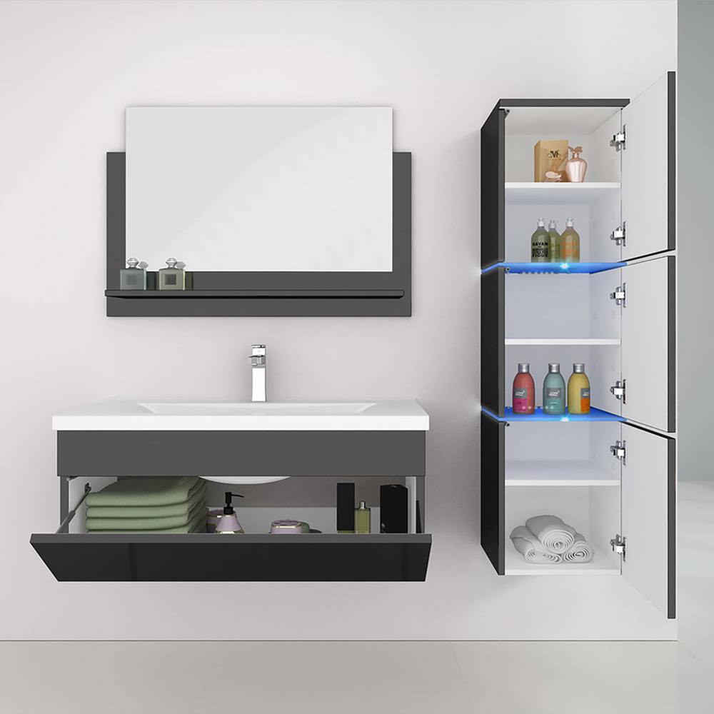 Home Deluxe Badmöbel WANGEROOGE XL - schwarz