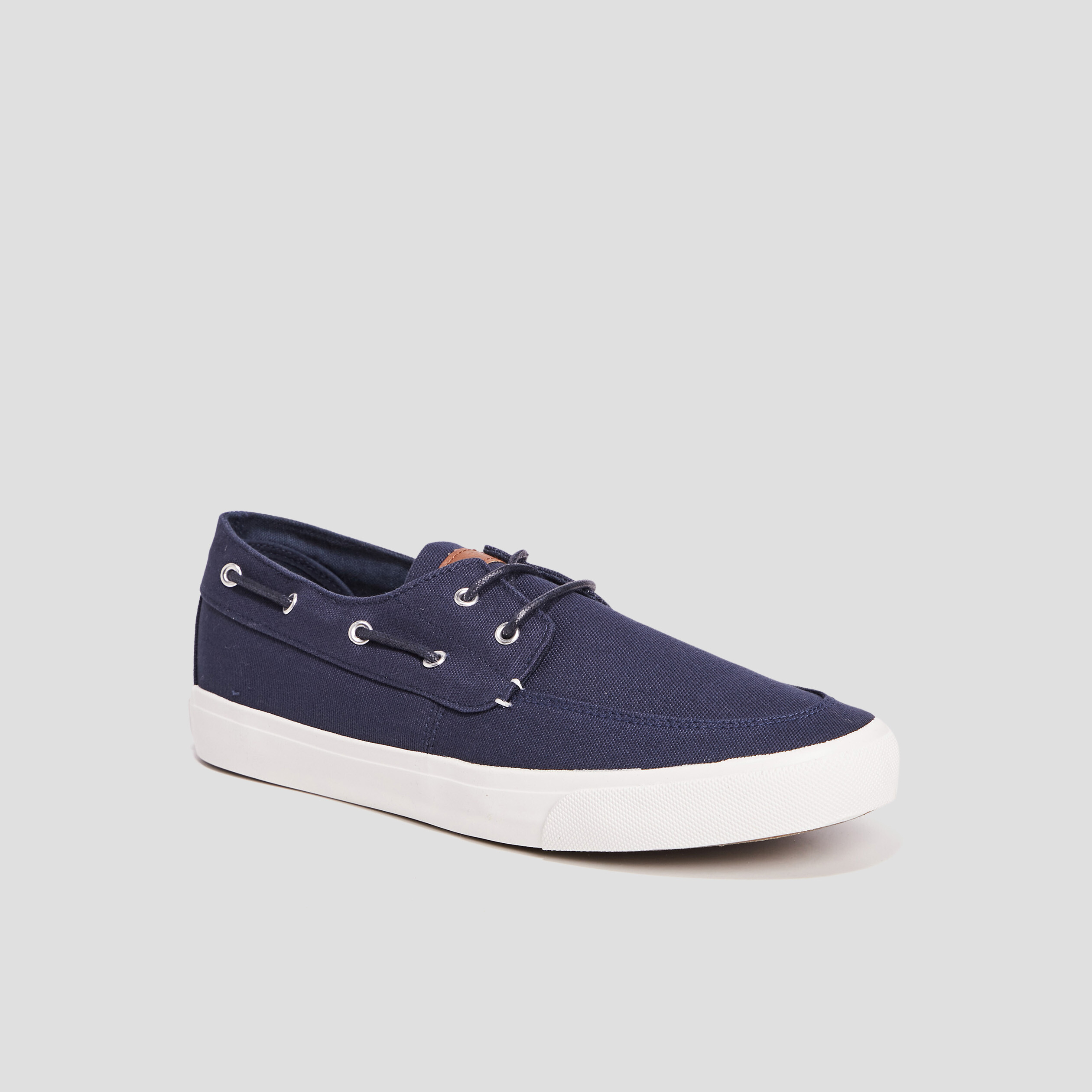 Chaussures bateau en toile bleu marine homme | La Halle