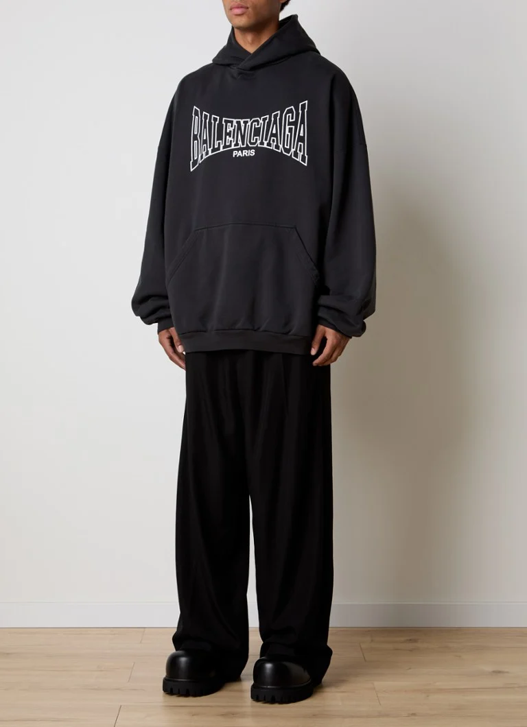 Balenciaga Oversized hoodie with kangaroo pocket and logo print