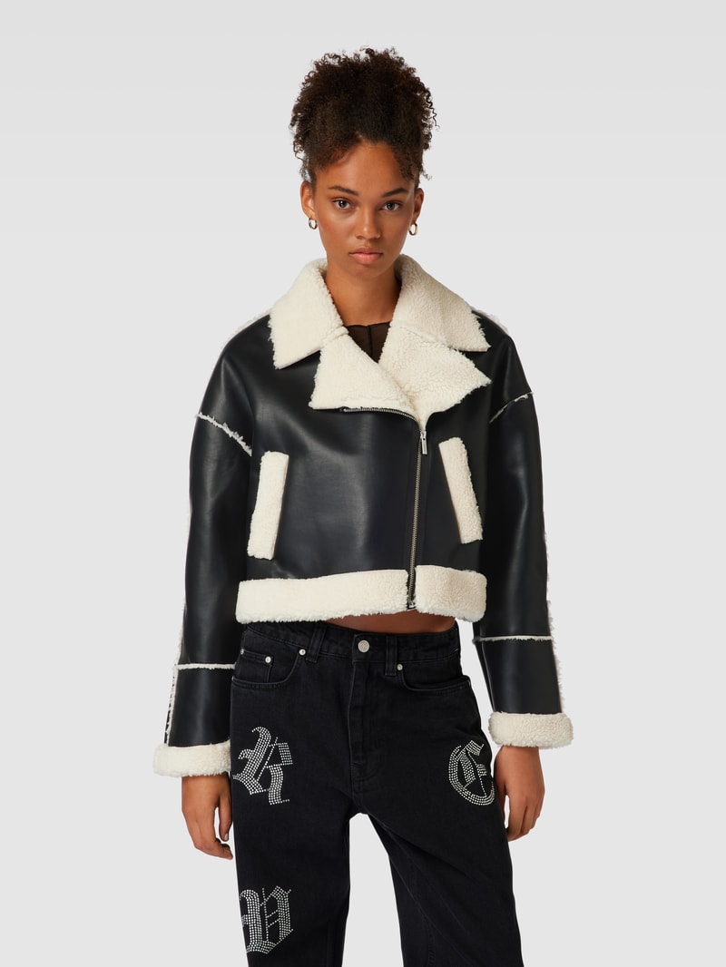 Bikerjacke mit Teddyfutter in camel