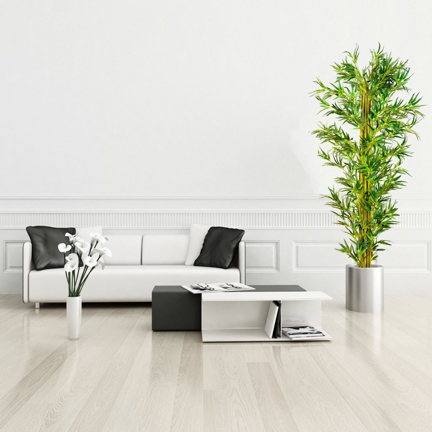 Kunstbaum Künstlicher Bambus Strauch Kunstbambus Deko Bambus Bambus, PLANTASIA, Höhe 160,00 cm, Echtholzstamm, Größenwahl von 160cm - 220 cm