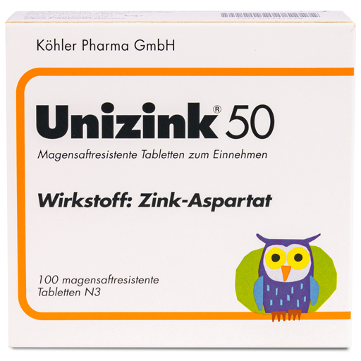 UNIZINK 50 magensaftresistente Tabletten  100 St  Tabletten, magensaftresistent