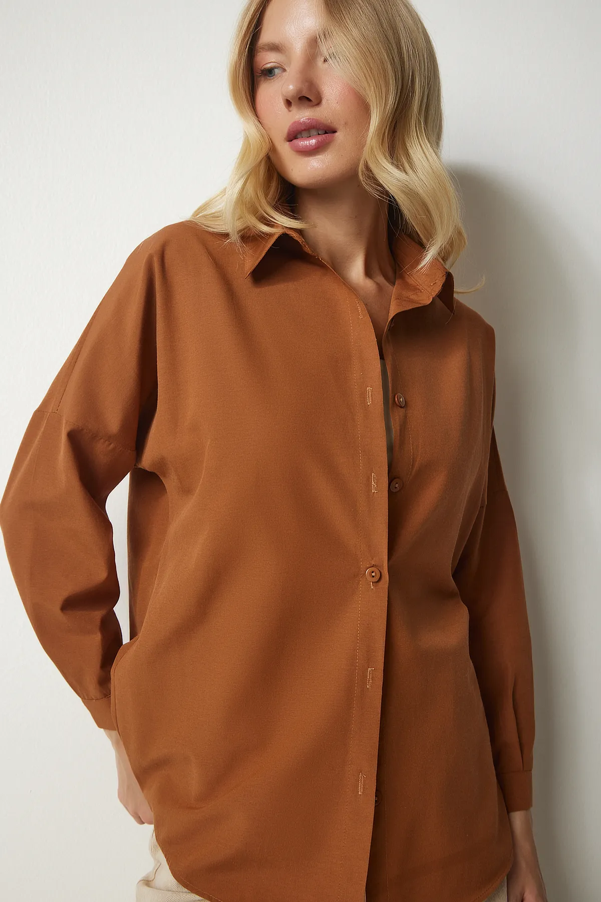 Happiness İstanbul  Hemd - Braun - Oversized