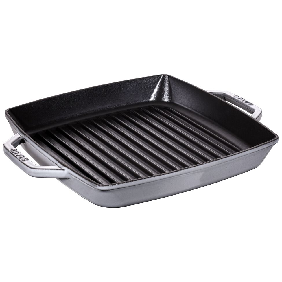 Grillpfanne 28 x 28 cm, Gusseisen, Graphit-Grau
