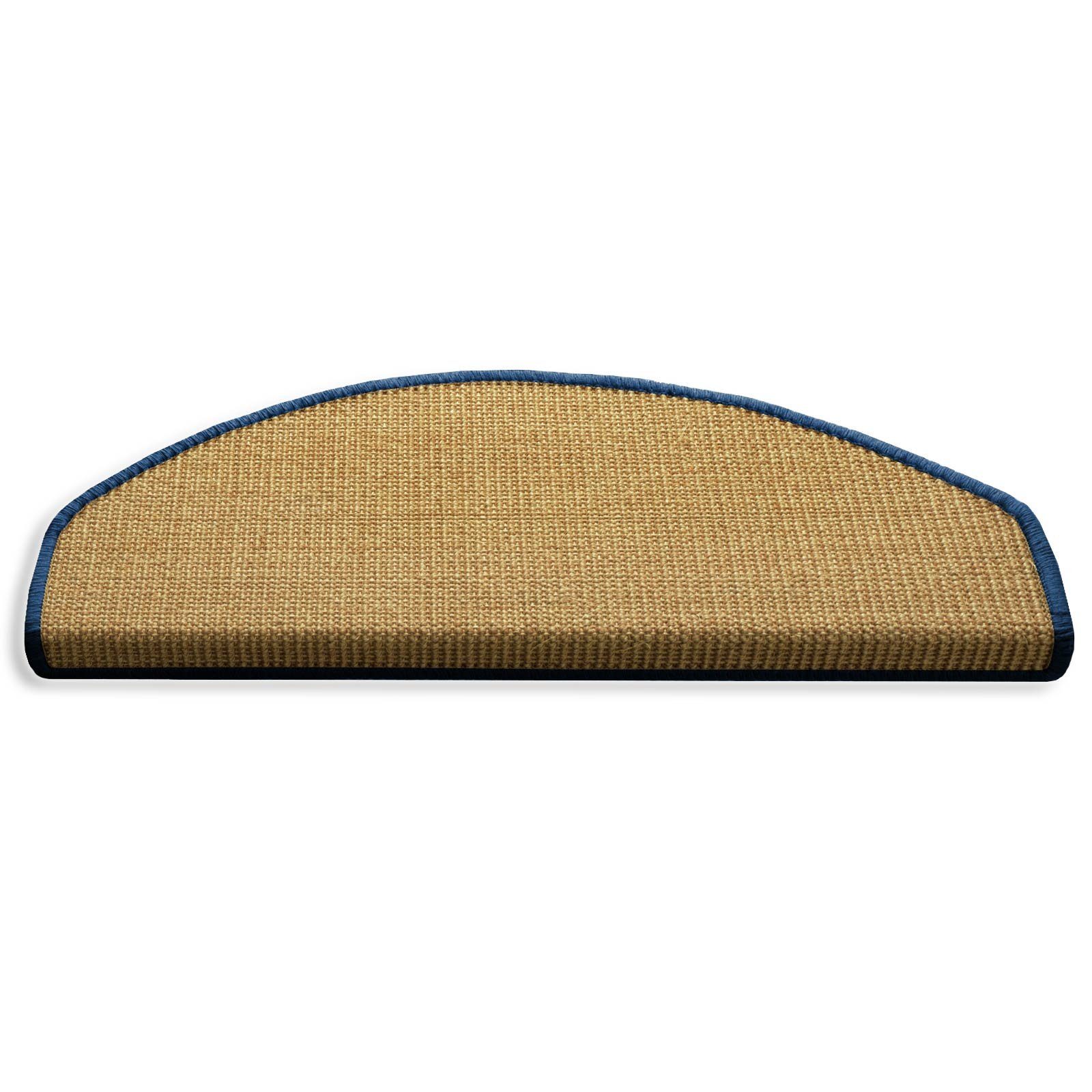 Stufenmatte Rio Natur mit farbiger Kettelung, Stufenschutz, Treppenschutz, Karat, Halbrund, Höhe: 6 mm, 100% Sisal