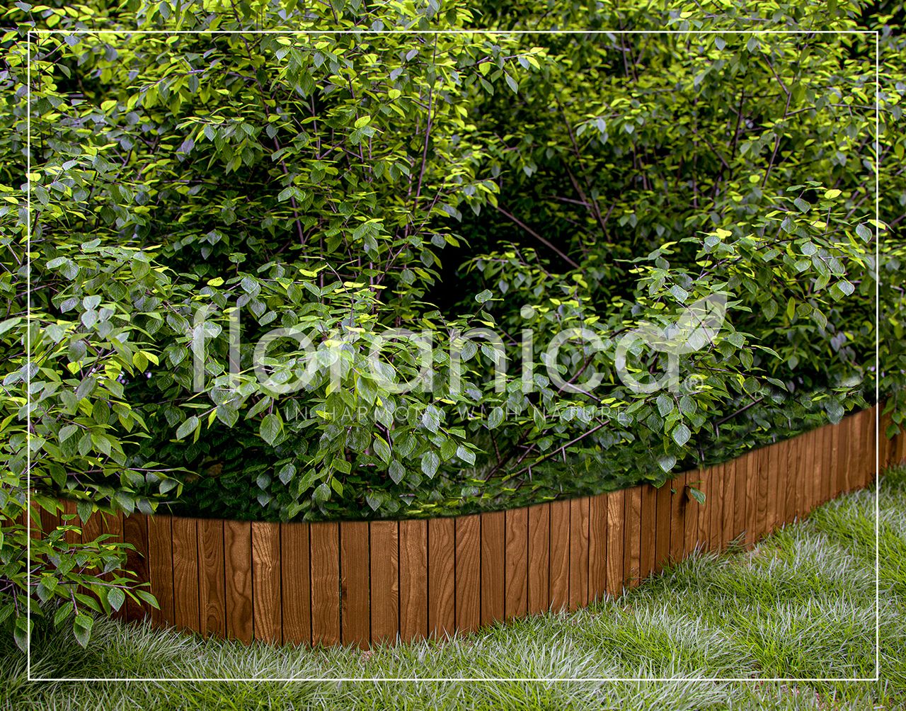 Pemicont Floranica Rollborder II Flexibler Holzzaun 203cm Höhe: 10cm Braun Imprägniert Kiefernholz Beeteinfassung Rasenkante Palisade Umzäunung für Obstgärten Beete Wege