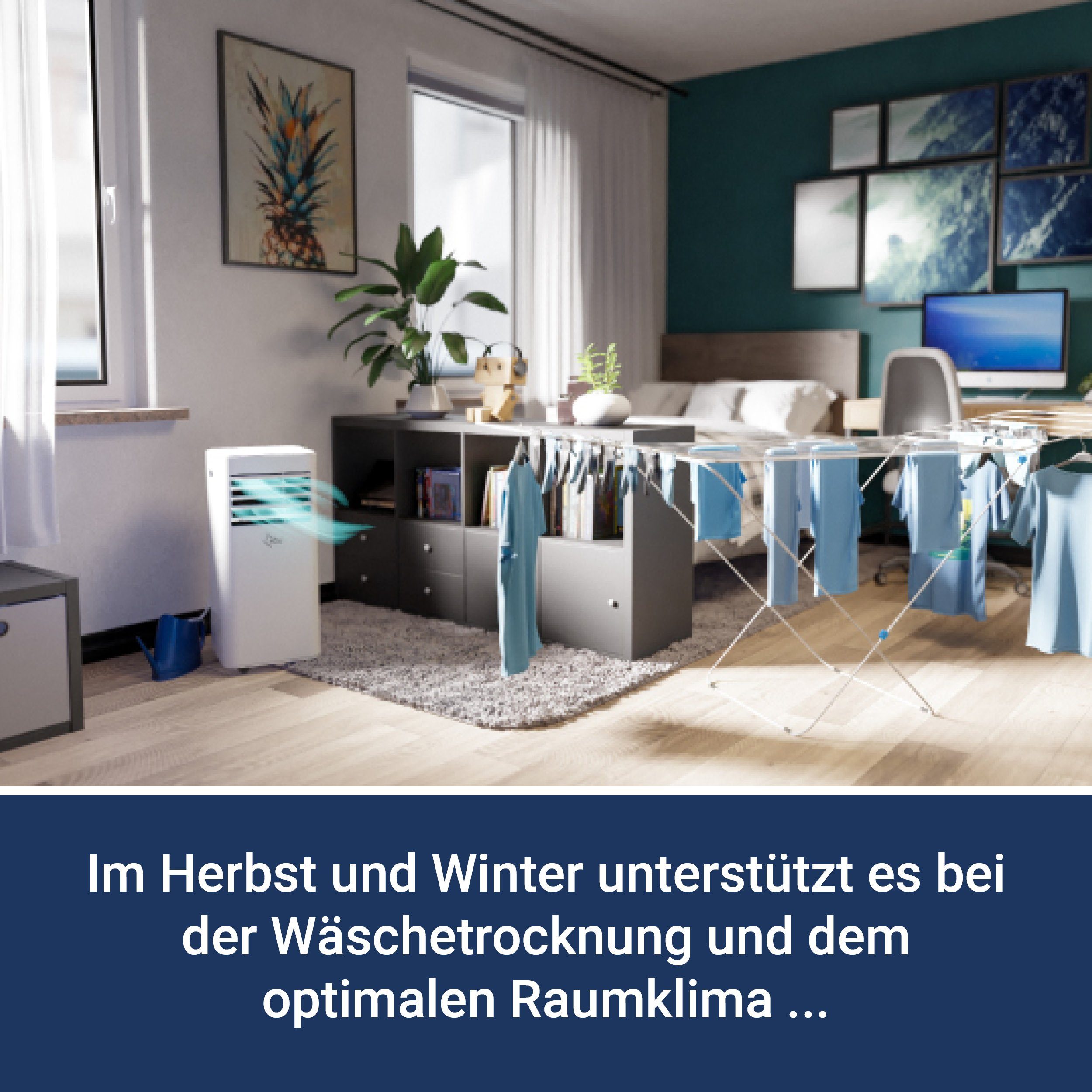 Suntec Wellness Luftentfeuchter Move 7000, für 60 m³ Räume, Entfeuchtung 24,00 l/Tag, Kombigerät aus Entfeuchter + Kühler, 2050 W, Max. 380 m³/h Luftstrom