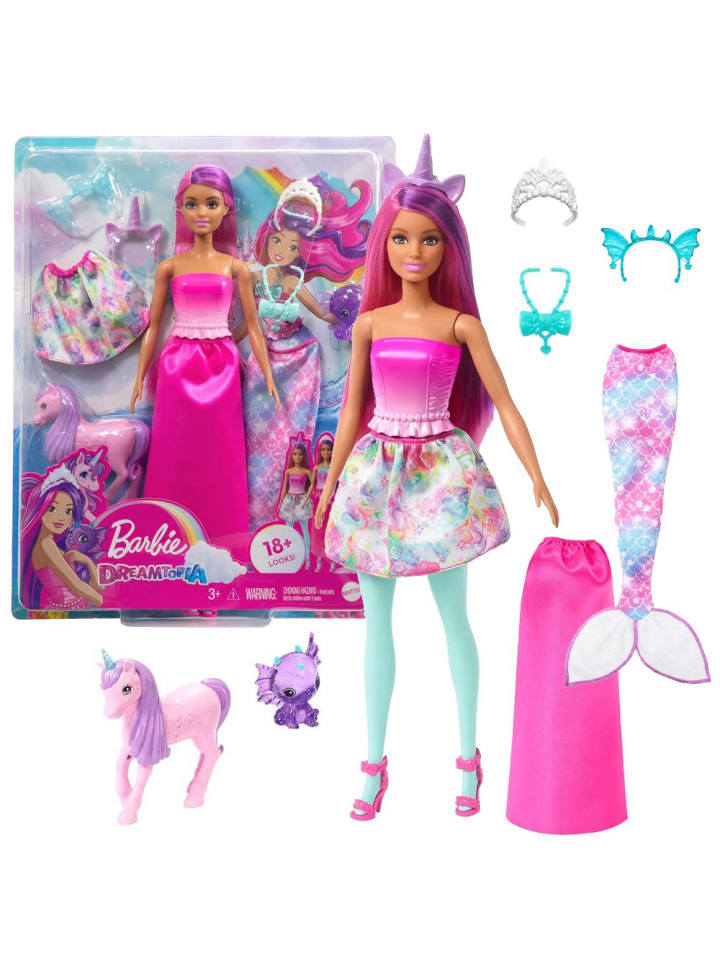 Barbie Dreamtopia 3 in 1 | Barbie Spiel-Set | Puppe & Kleidung | Mattel HLC28 günstig kaufen onesize