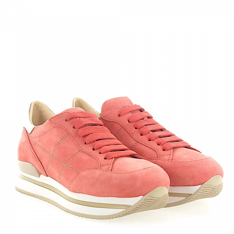 Hogan - Sneaker H222 Plateau Veloursleder coralle Leder metallic gold - orange