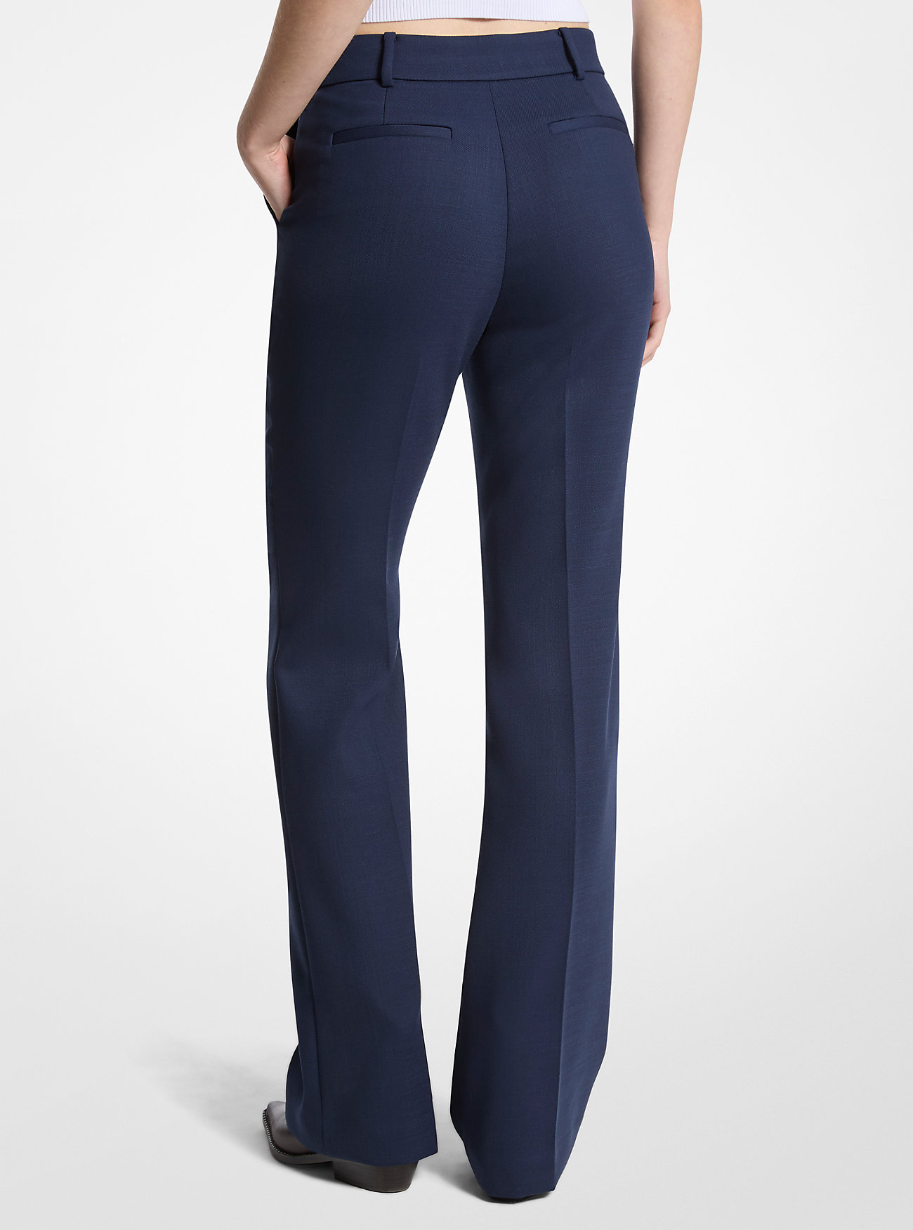 Bootcut Stretch Wool Blend Pants - MIDNIGHTBLUE