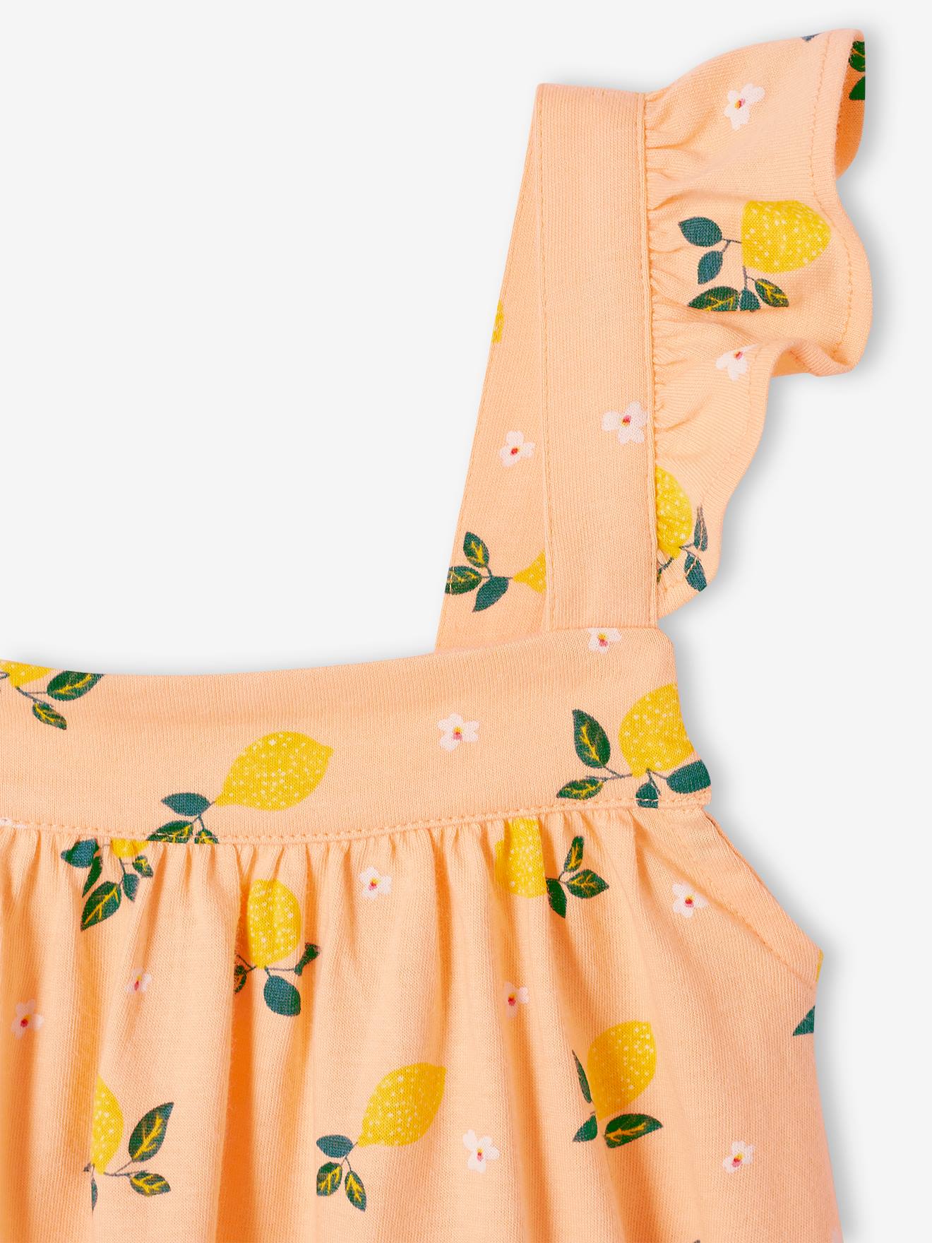Robe à bretelles fille abricot poudré