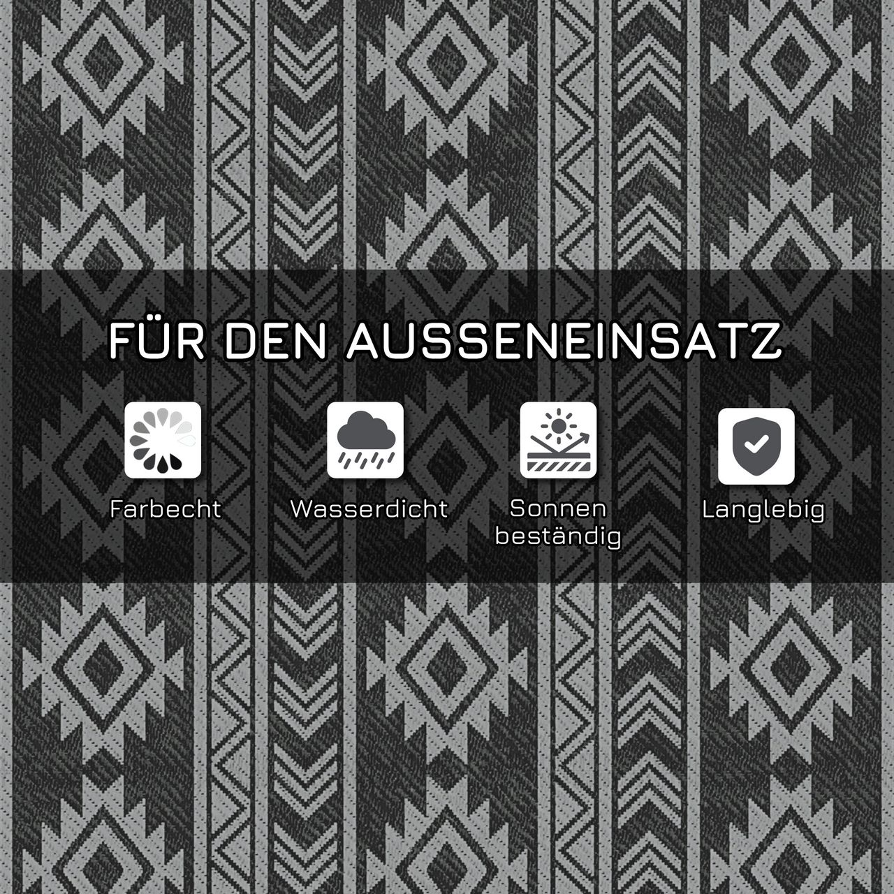 Outsunny Outdoor-Teppich, wasserdichter Kunststoffteppich für Terrasse, Balkon