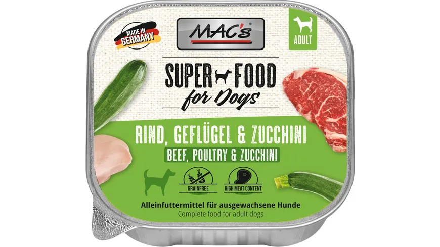 MAC's DOG Hundenassfutter Rind, Geflügel & Zucchini 150 g