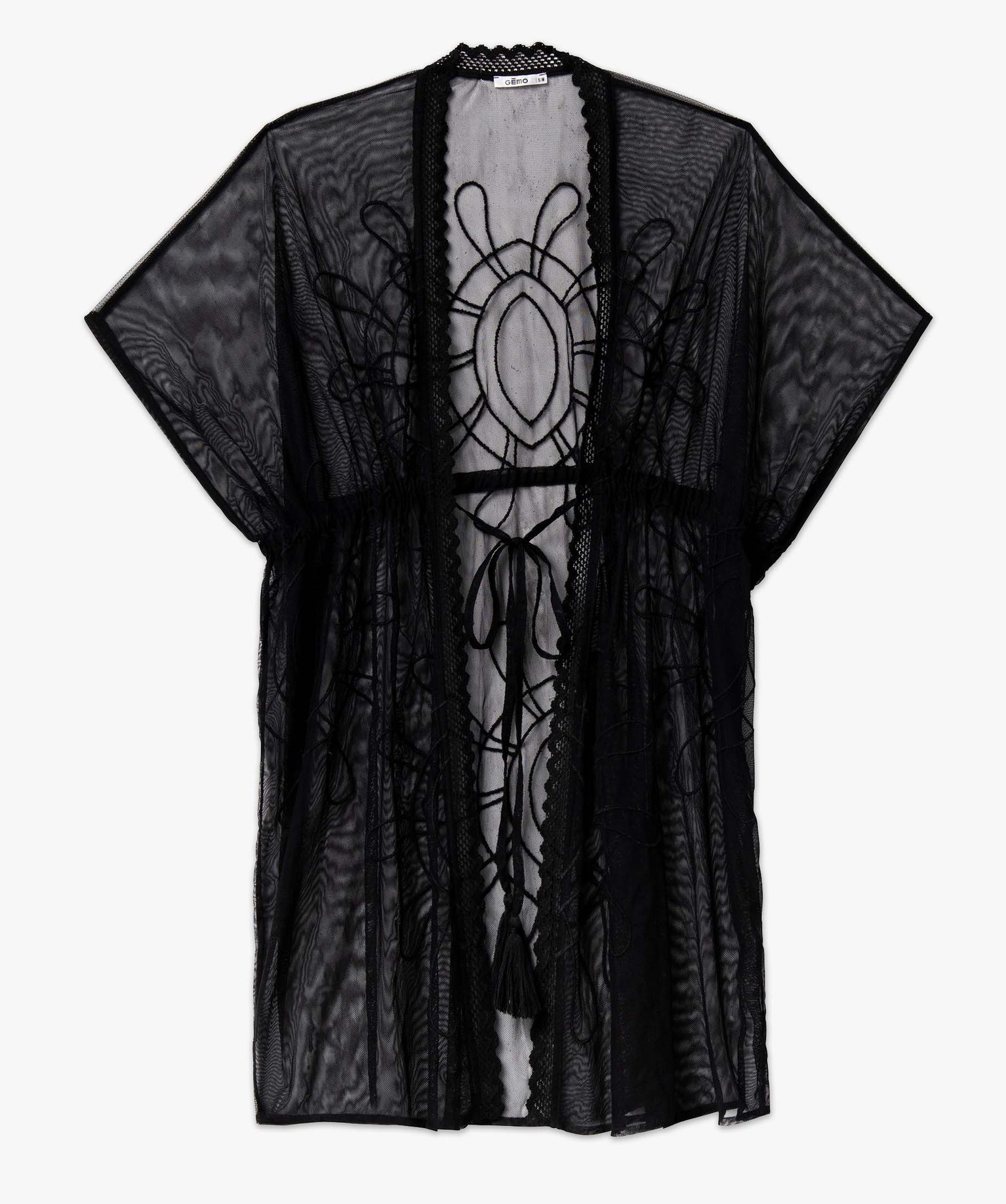 Déshabillé femme en tulle brodé noir | GEMO
