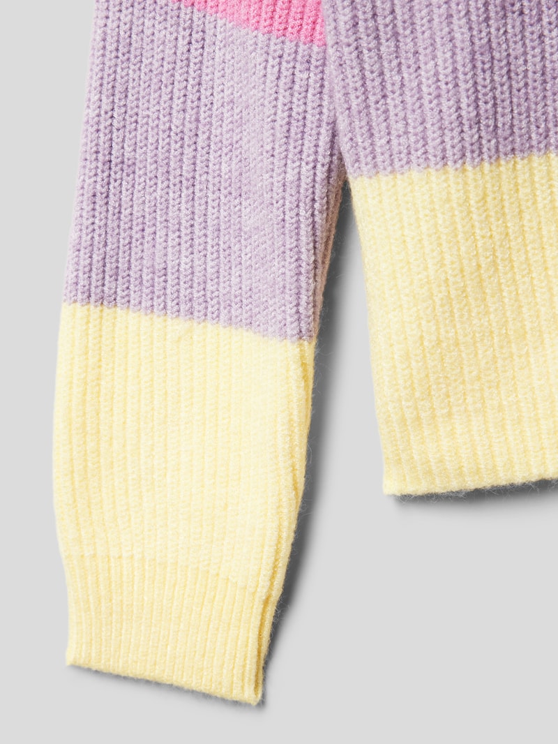Strickpullover mit Blockstreifen Modell 'ANDY' in fuchsia