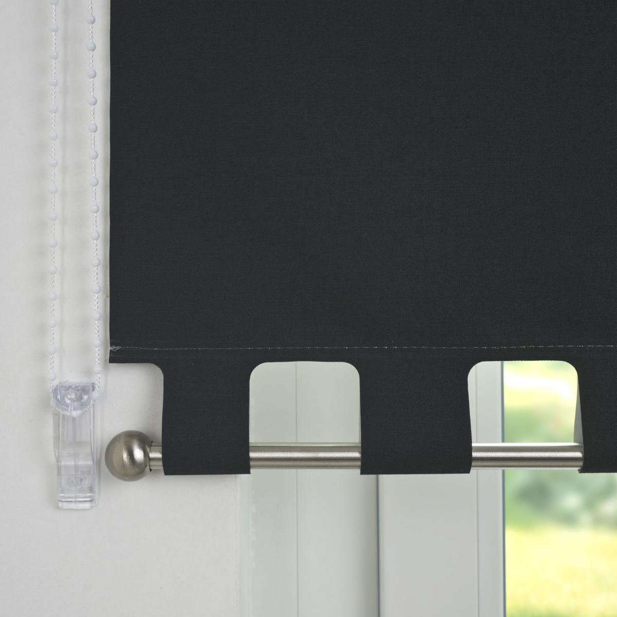 Bella Casa Seitenzugrollo Kettenzugrollo Volantrollo Rollo Eckig Verdunklung 112 x 180 cm schwarz für Fenster