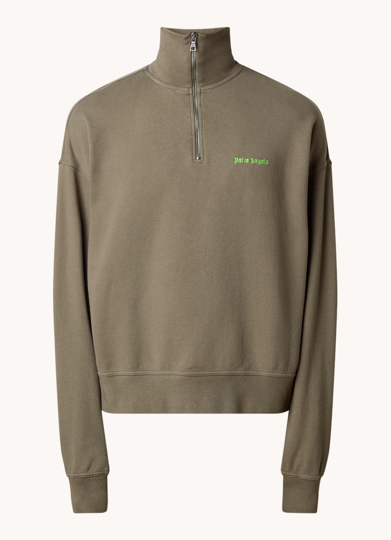 Palm Angels Sweater with half zip and logo