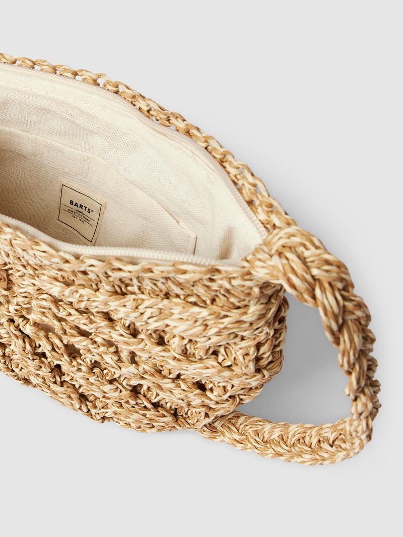 Handtasche mit Label-Detail Modell 'Theros' in sand