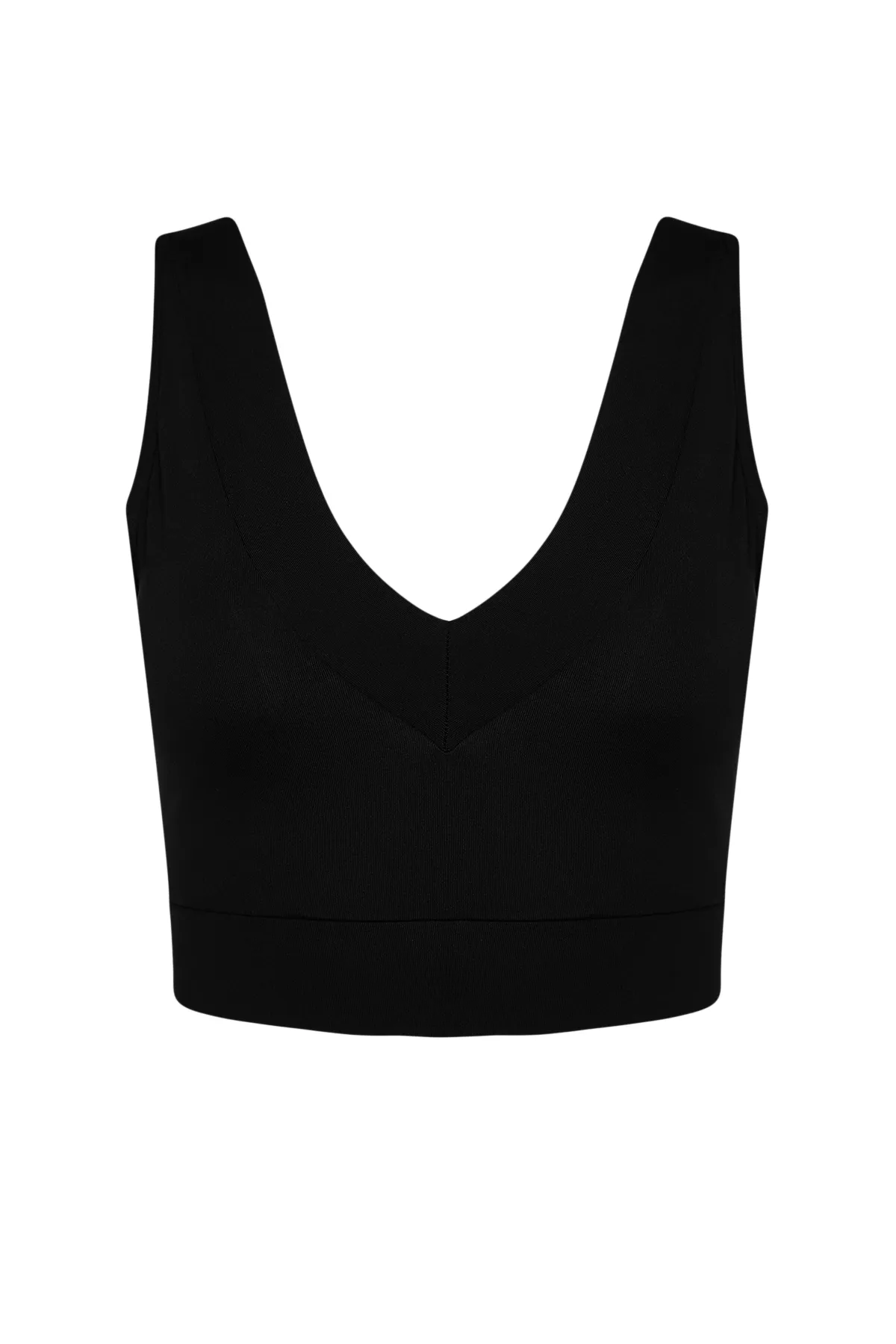 Trendyol Collection  Schwarzer, unterstützender/formender gestrickter Sport-BH mit V-Ausschnitt THMAW24SS00017