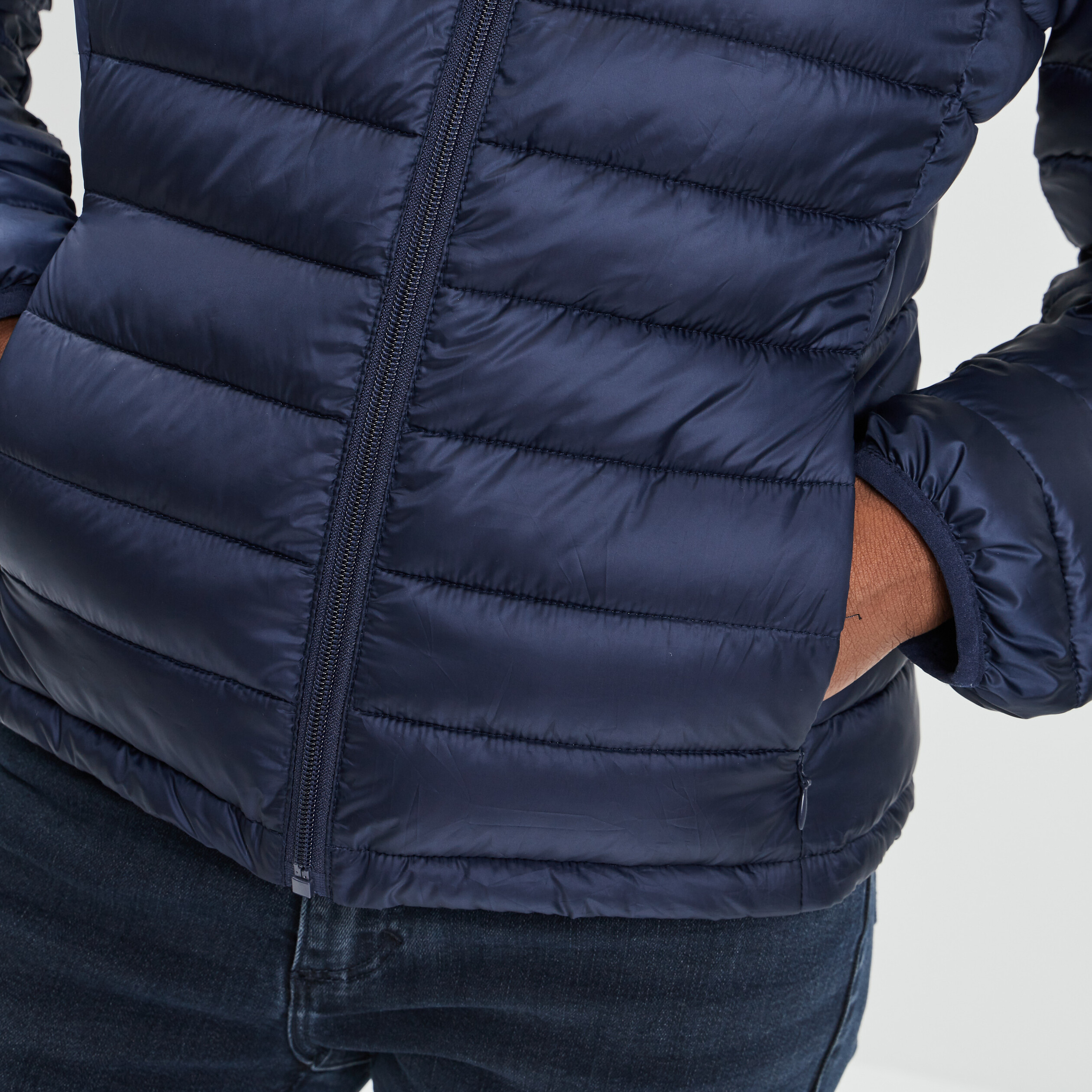 Doudoune légère droite courte bleu marine femme | La Halle