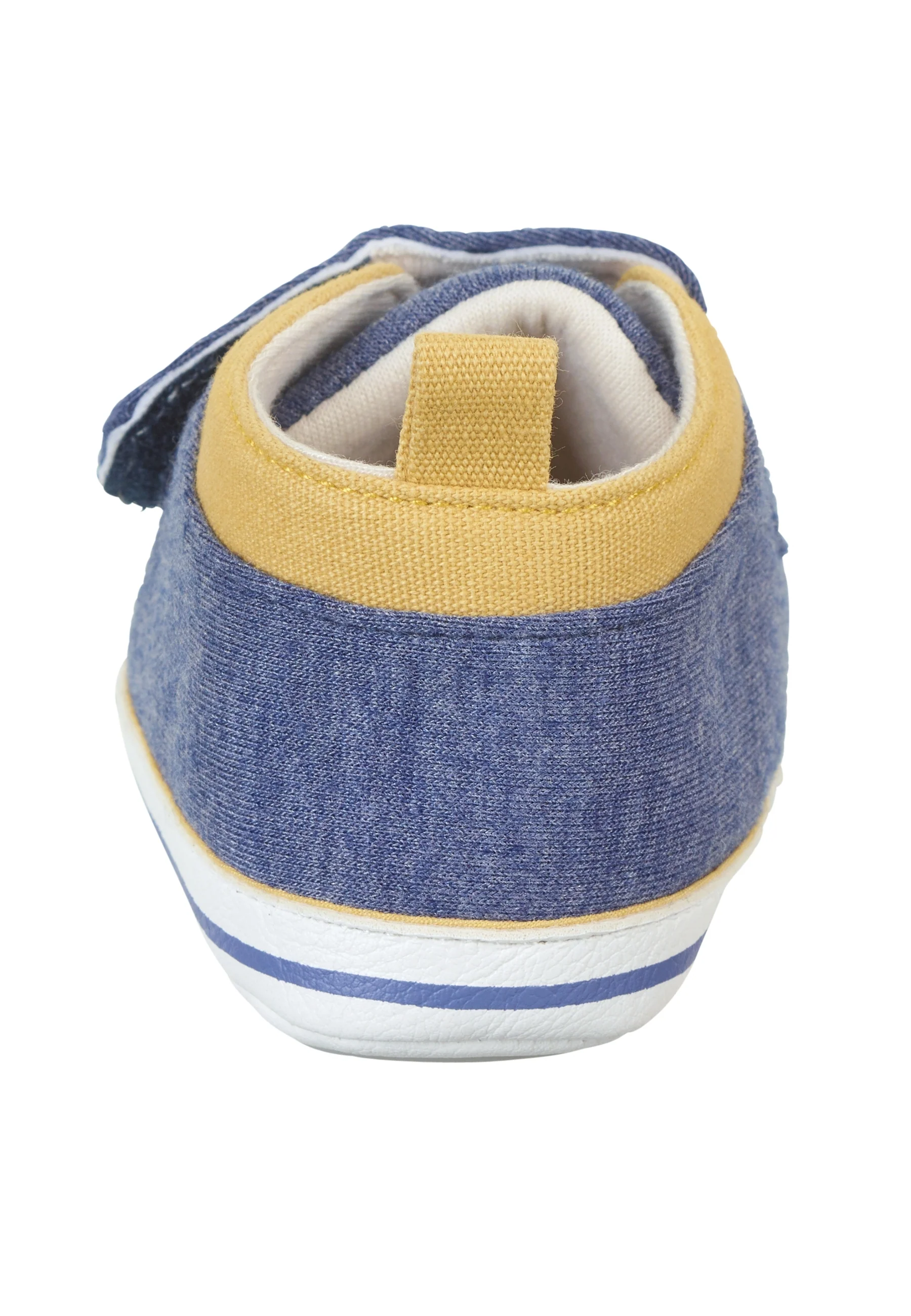 Babyschuh aus Baumwollstoff in Silber mit Paspel