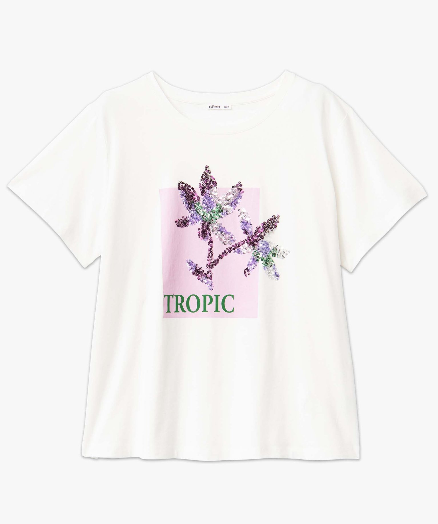Tee-shirt femme grande taille avec motif brodé imprime | GEMO