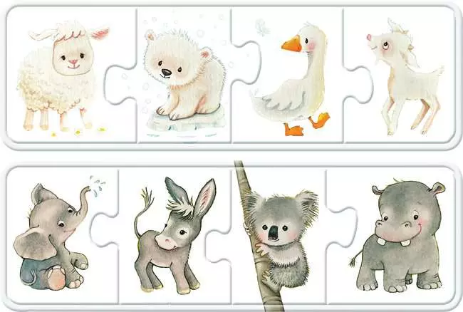 Kinderpuzzle ab 2 Jahren - Meine liebsten Tierkinder - 4 Teile