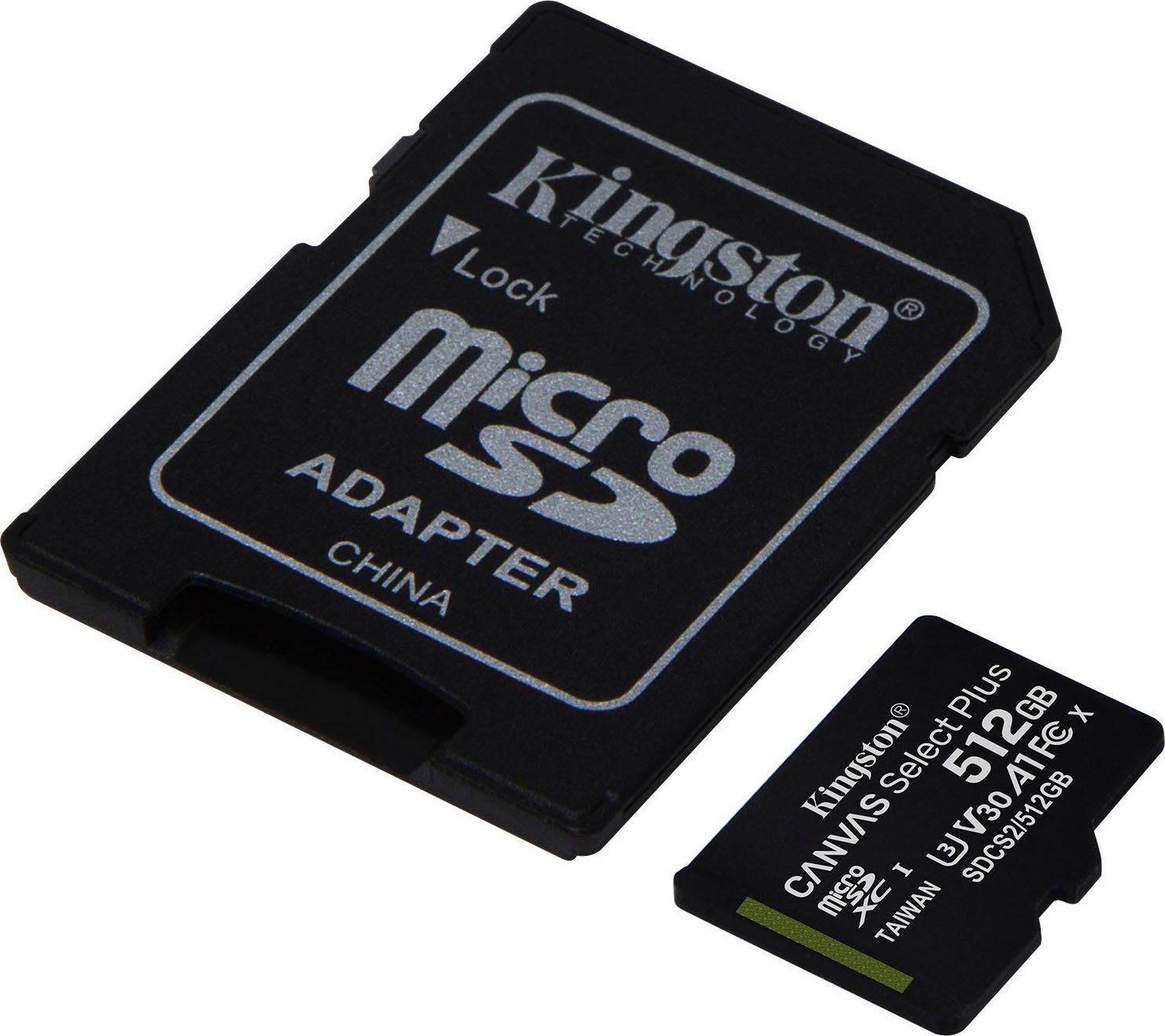 Kingston Canvas Select Plus microSD 512GB + ADP Speicherkarte (512 GB, UHS-I Class 10, 100 MB/s Lesegeschwindigkeit)