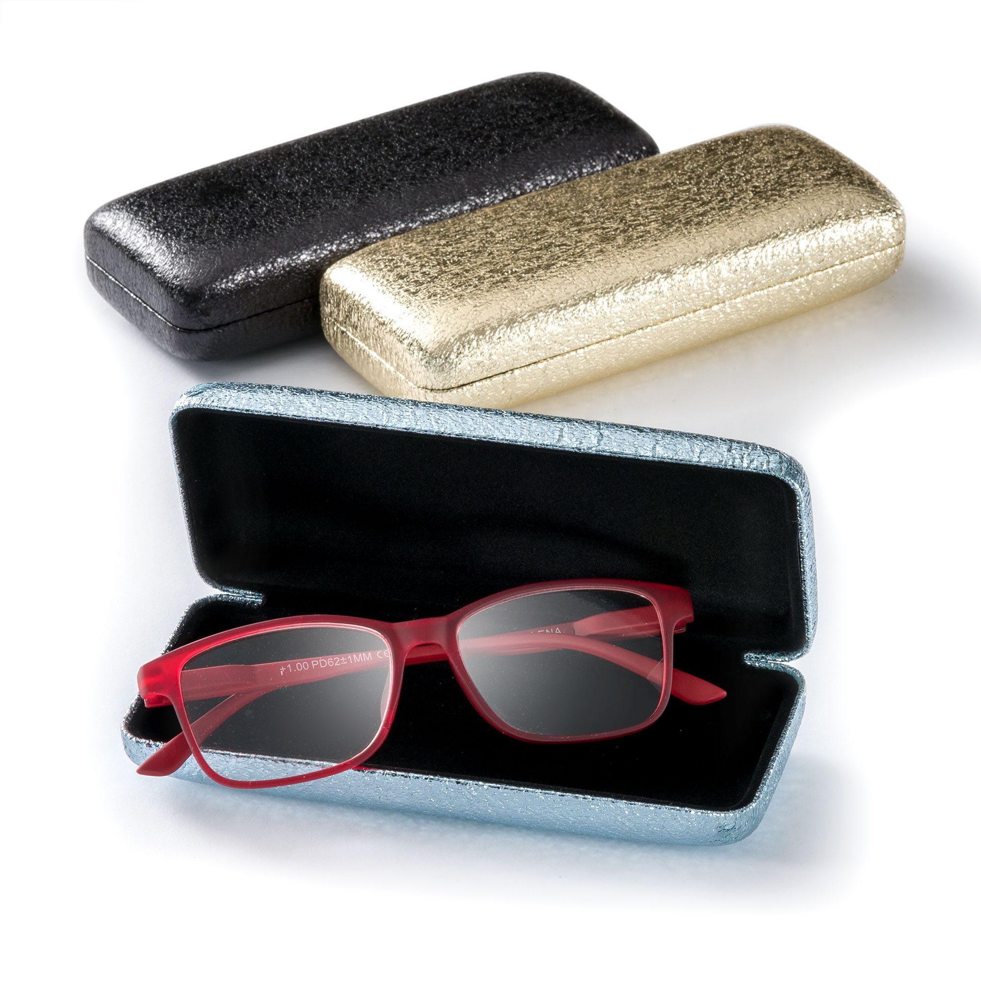 FEFI Brillenetui im bunten Glitter-Look (Hardcase), inklusive Mikrofasertuch