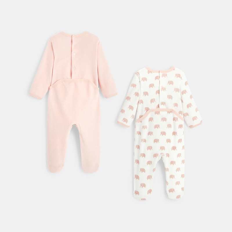 Lot de 2 pyjamas en velours bébé rose Absorba