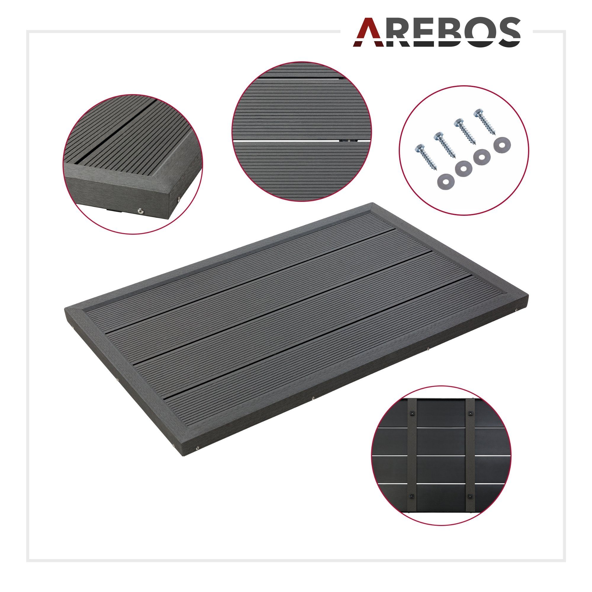 Arebos Gartendusche Bodenelement für Solardusche Pool, 101 x 63 x 5,5 cm