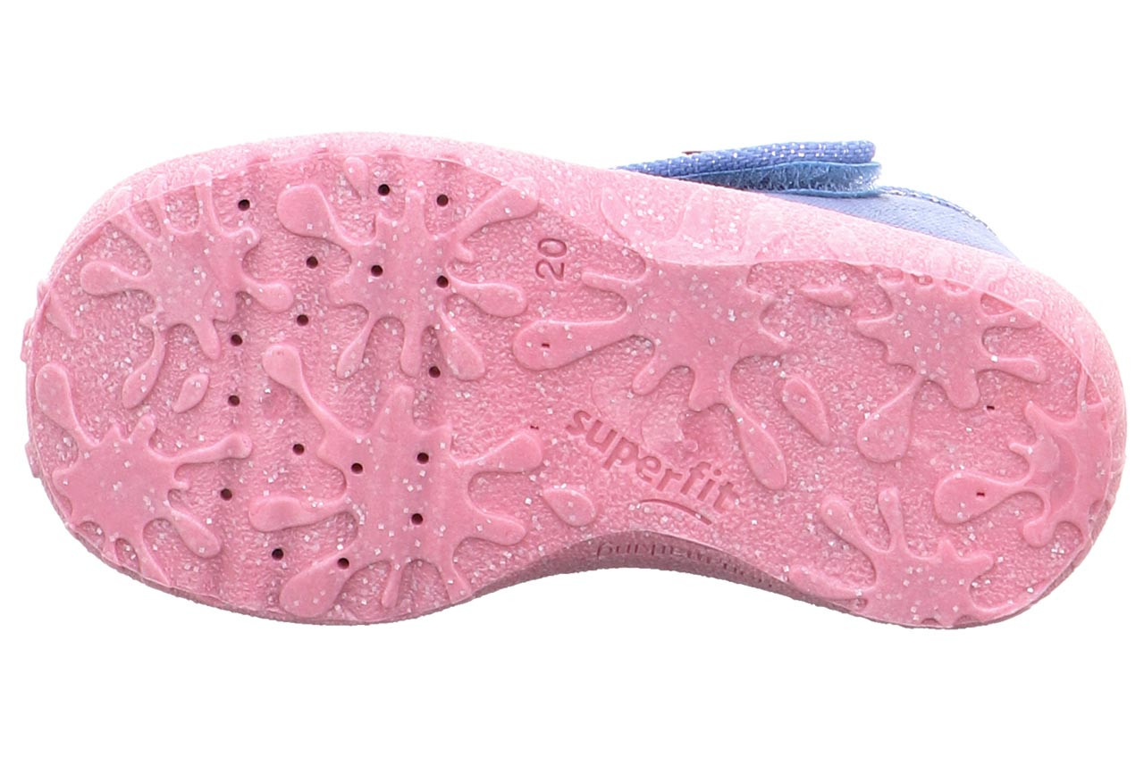 SPOTTY - Blau/RosaHausschuh mit Klettverschluss