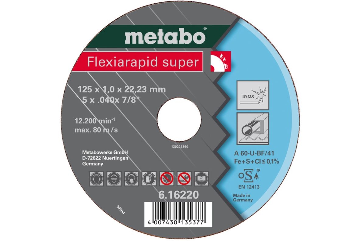 Metabo Zubehör 616217000 Trennscheibe Ø 115x1,0x22,2mm Edelstahl Flexiamant super 