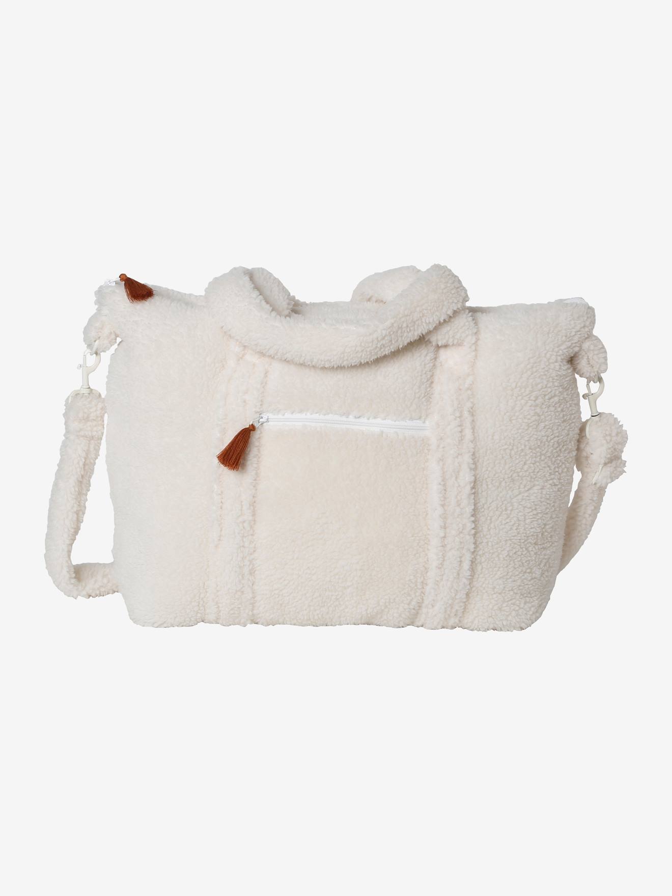 Vertbaudet Wickeltasche PLUME, Fell-Imitat - wollweiß