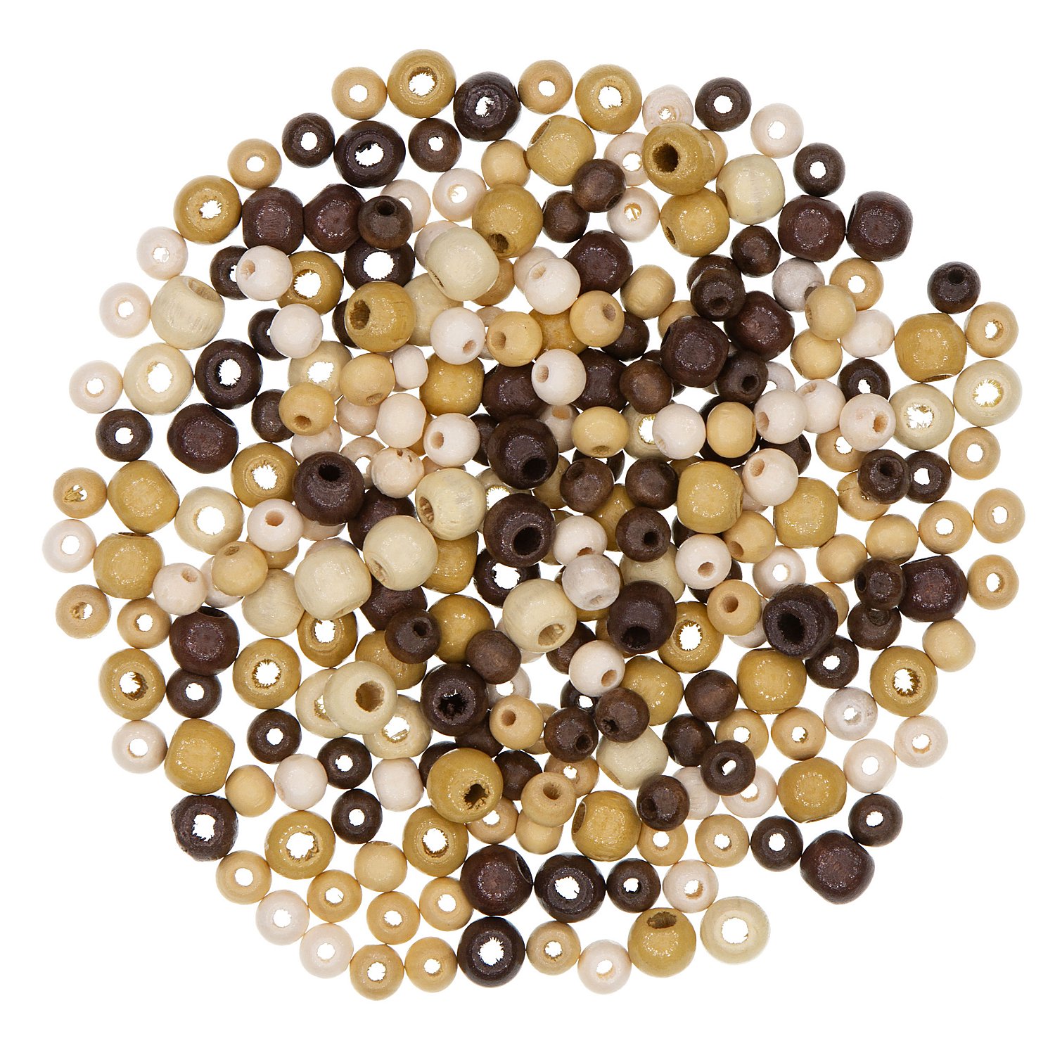 Holzperlen-Mix, Brauntöne, 6–8 mm Ø, 50 g