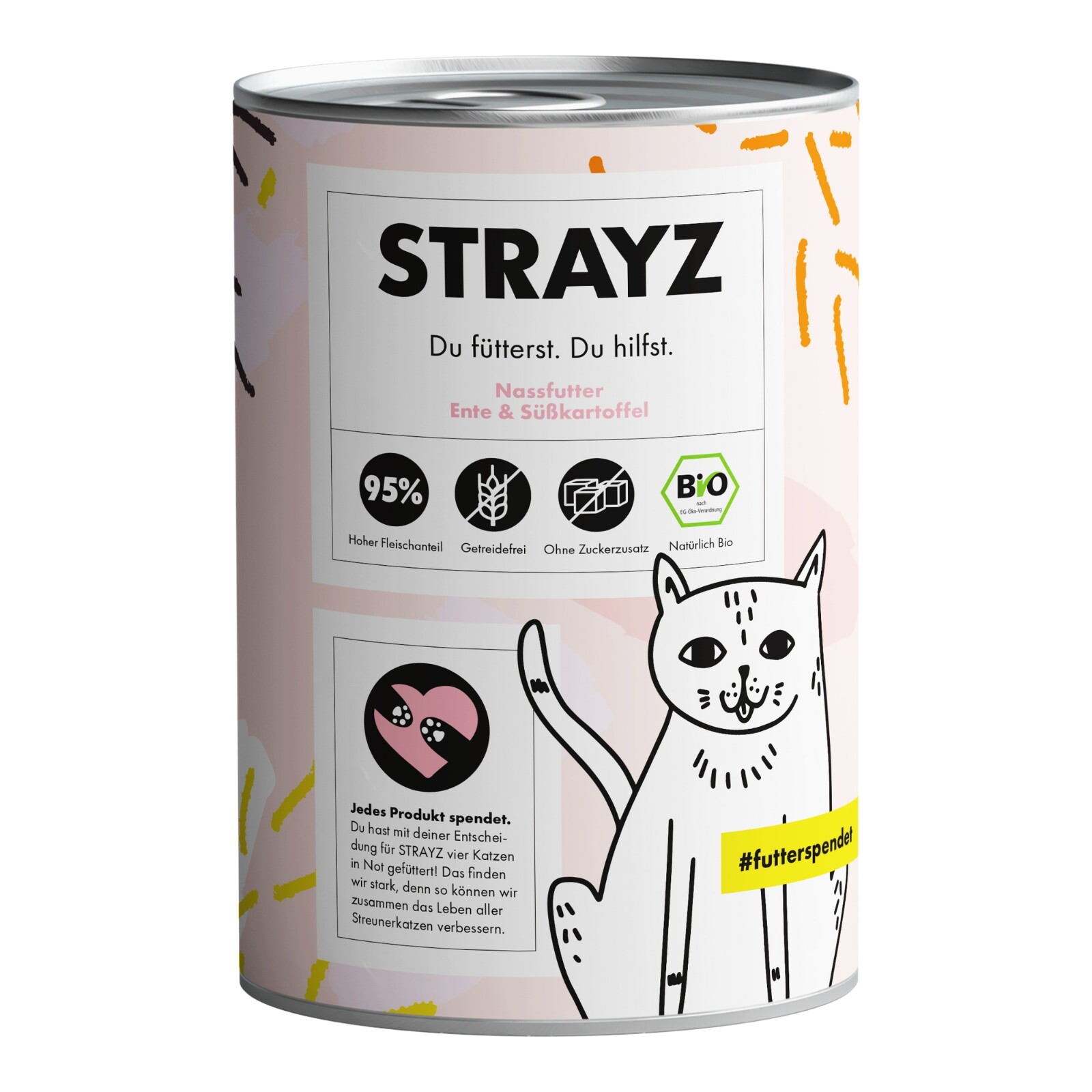 STRAYZ Nassfutter STRAYZ BIO 6x400g Ente & Süßkartoffel
