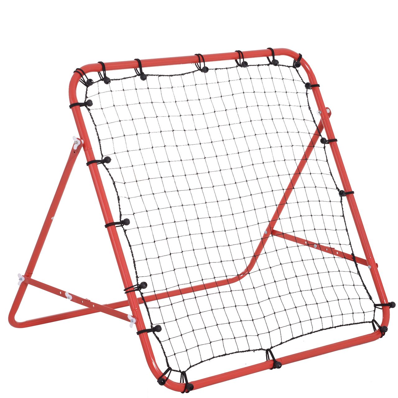HOMCOM Fußball Rebounder Kickback Tor Rückprallwand Netz Metallrohr PE Gewebe Rot 96 x 80 x 96 cm