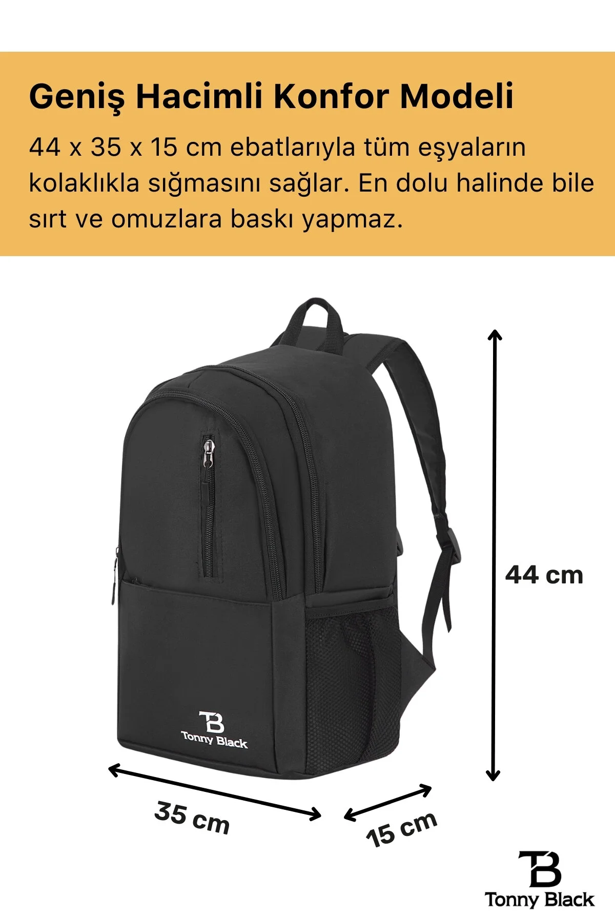 Tonny Black  Originaler, wasserdichter Unisex-Sportkurs-Laptop-Rucksack mit mehreren Fächern für Reisen und den täglichen Gebrauch