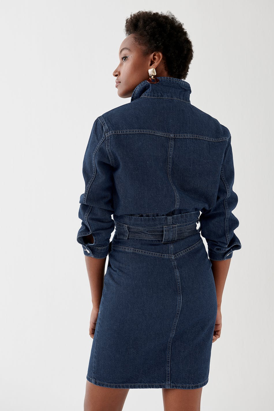 Paperbag denim skirt