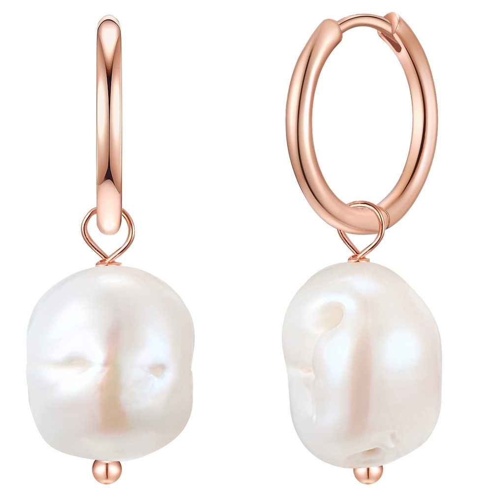 Glanzstücke München Créoles en argent Argent sterling Perle de culture d'eau douce en Or rose Boucles d'oreilles