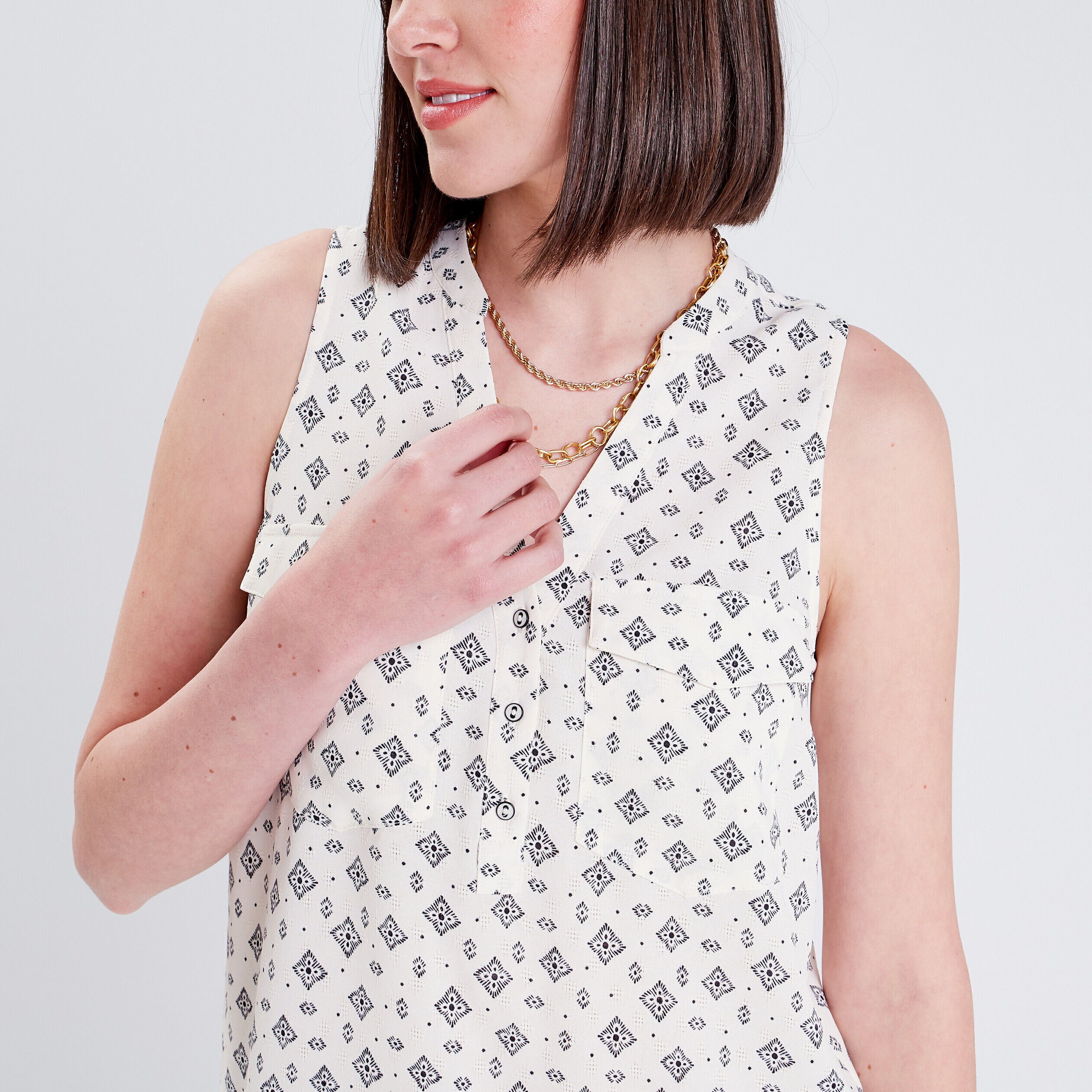 Blouse sans manches blanc femme | Cache Cache