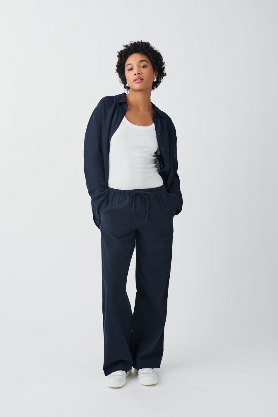 Linen blend trousers