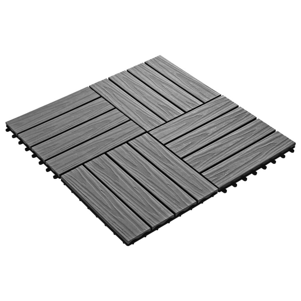 Teppichboden Terrassenfliesen 11 Stk. Tief Geprägt WPC 30x30cm 1 qm Grau, vidaXL