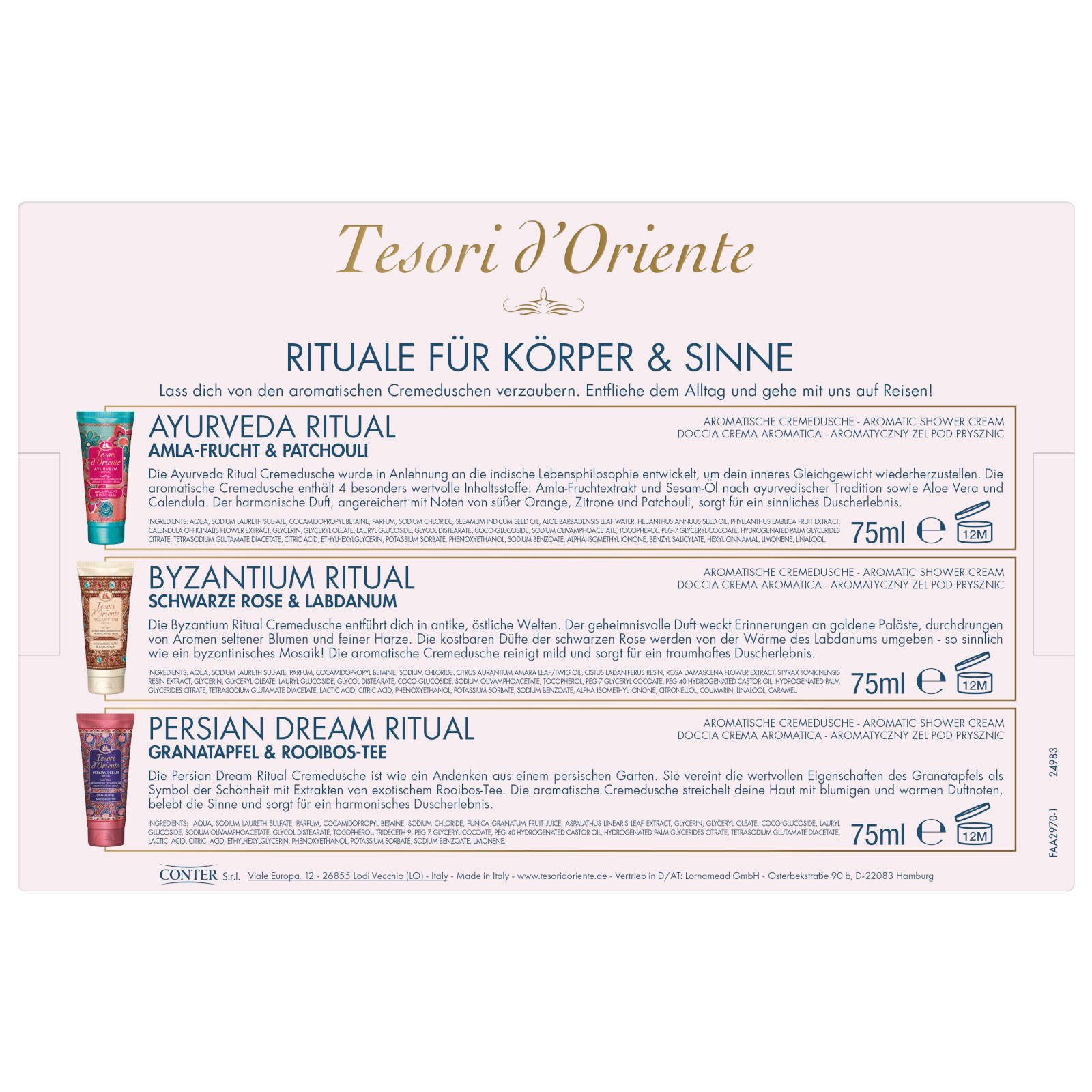 Tesori d´Oriente Duschcreme Geschenkset Cremedusche je 2x Ayurveda Persian Dream Byzantium Ritual