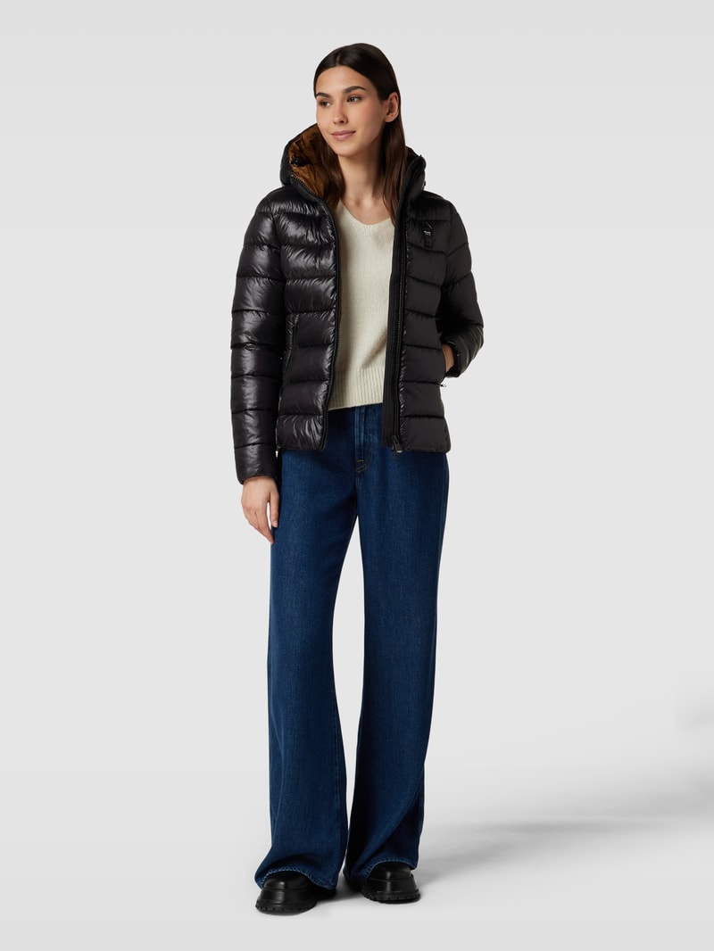 Steppjacke mit Stehkragen in schwarz