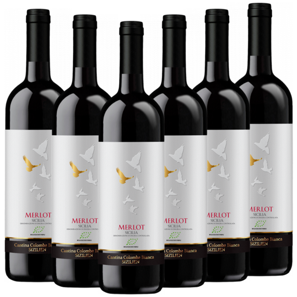 Colomba Bianca Bio-Merlot Sicilia DOC Colomba Bianca Italien  trocken - 6er Karton