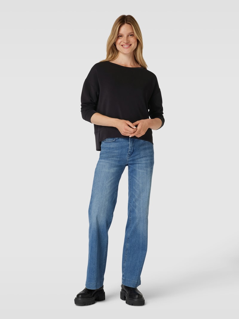 Sweatshirt mit Label-Applikation in schwarz