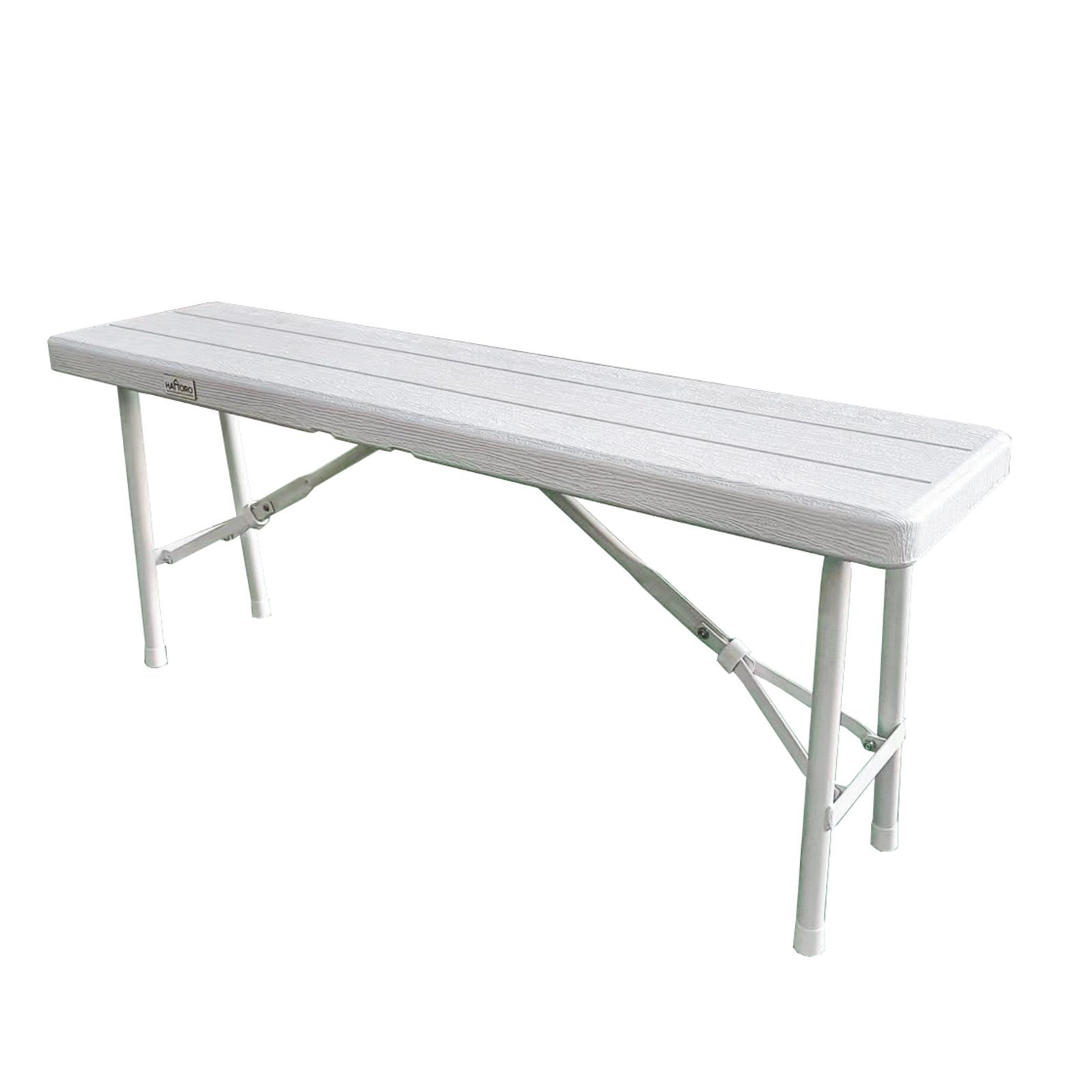 HATTORO Bierzeltgarnitur, (Set, 3-tlg., 1 Tisch mit 2 Bänken), Klappbar, Holzoptik, 120cm lang