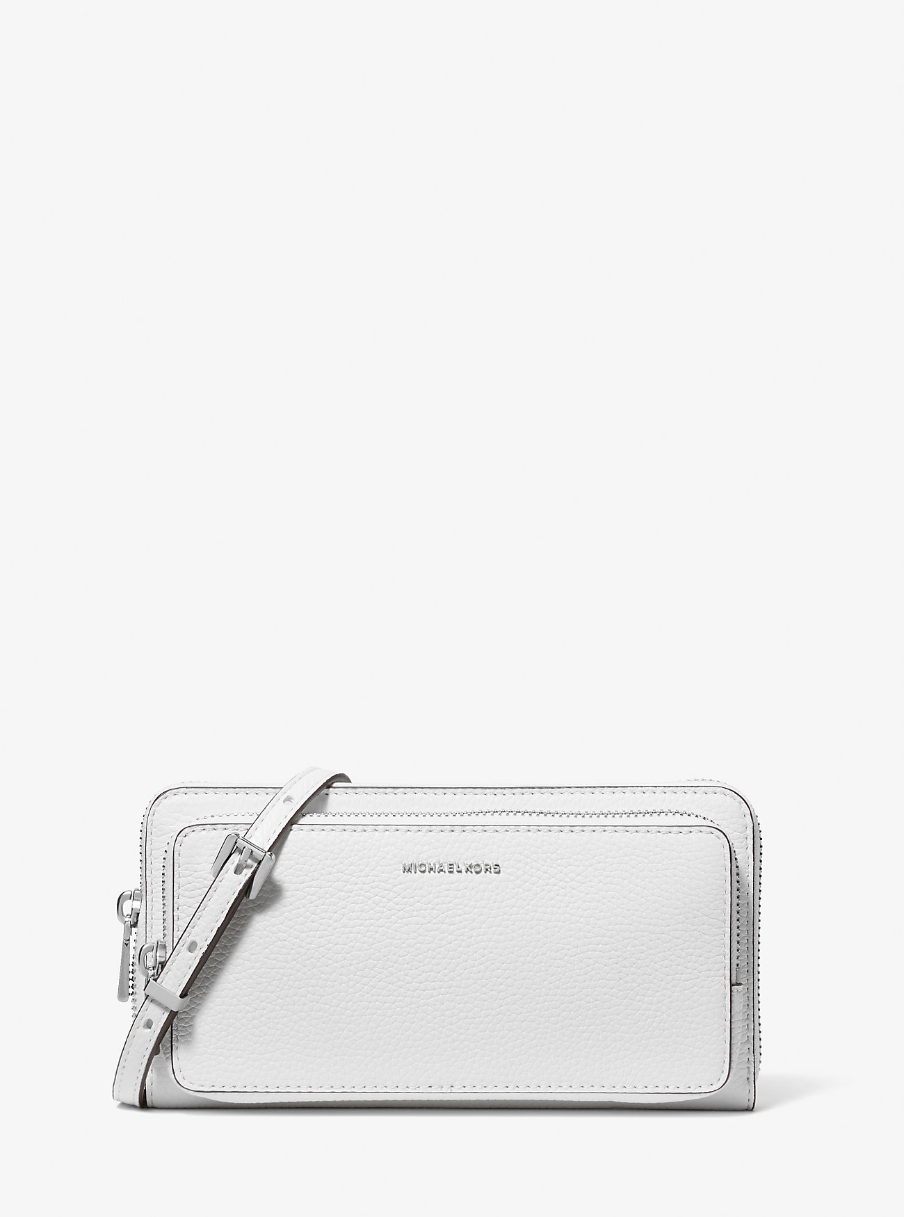 Jet Set Large Pebbled Leather Crossbody Bag - OPTIC WHITE